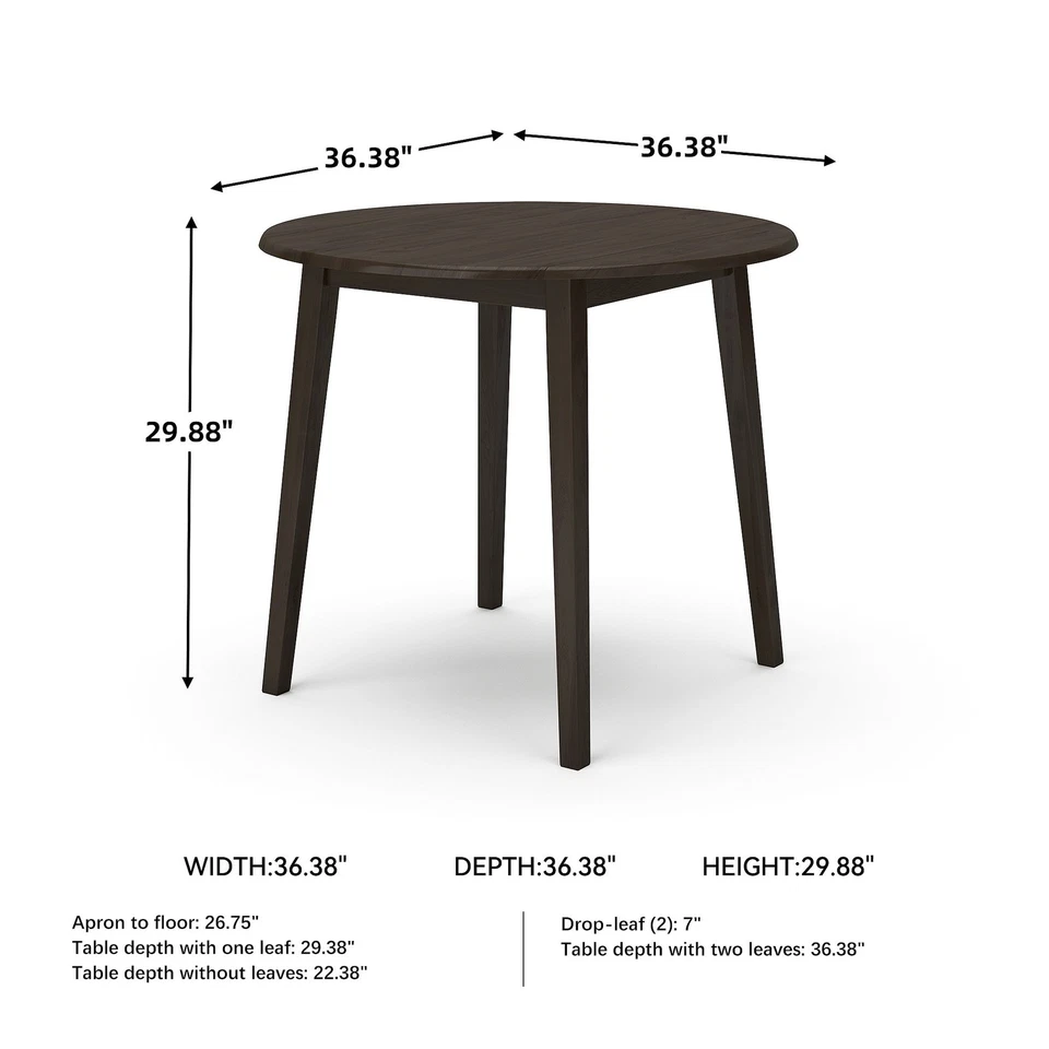 Mesa de comedor redonda de hojas caídas Signature Design by Ashley Hammis en marrón oscuro Foto 3 de 3