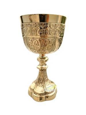 Medieval Wine Chalice Handmade Gothic Goblet Golden Communion Cup of King Art...