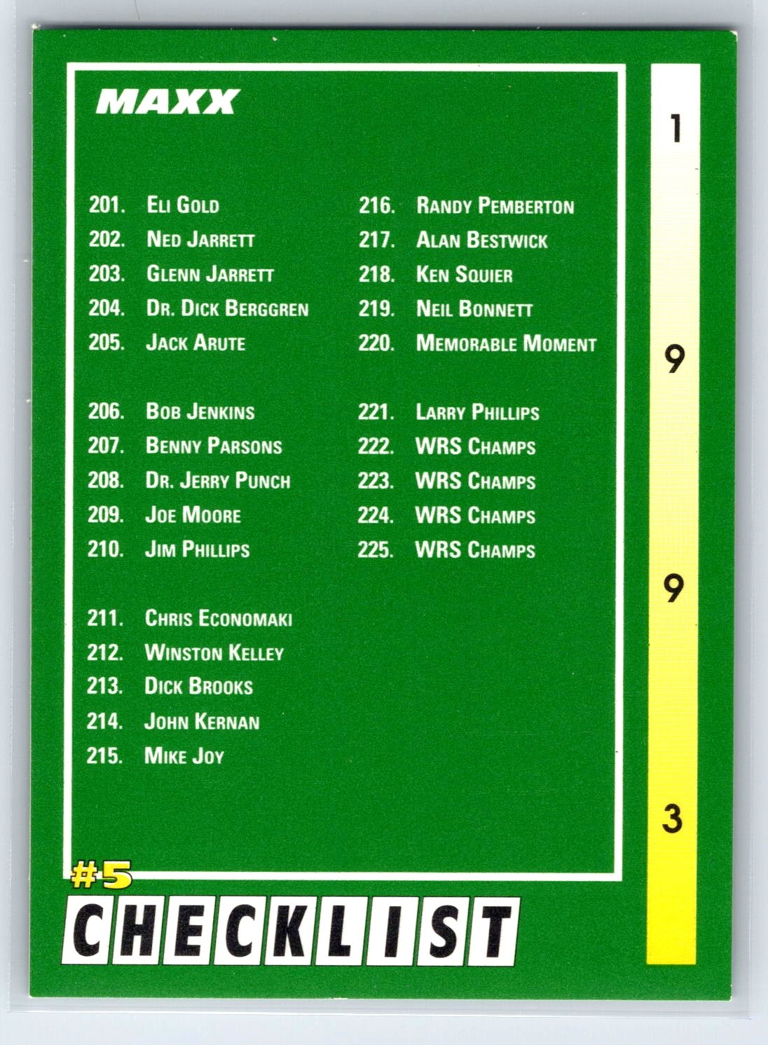 1993 Maxx Checklist #5 #299