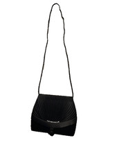 VINTAGE STYLISH EVENING PURSE BLACK VELVET CLUTCH / SHOULDER STRAP