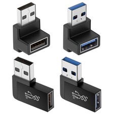 90 Degree USB 3.0 Adapter 4 Pack , Vertical Up and Down Angle, Horizontal