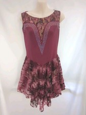 Dark Red Lace Lyrical Contemporary Dance Costume Dress Medium Adult MA