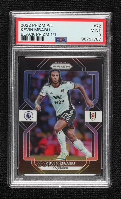 2022-23 Panini Prizm Premier League Black Prizm 1/1 Kevin Mbabu #72 PSA 9 MINT