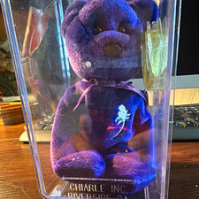 Ty Beanie Babies Princess Purple Bear 1997 Vintage Plush Display Case
