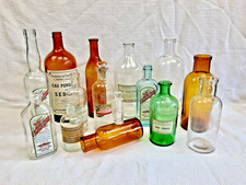 LOT DE 15 ANCIENS FLACONS DE PHARMACIE APOTHICAIRE VERRE MOULE POISON SIROP 1