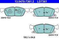 1X ATE 13.0470-7361.2 Bremsbelagsatz Scheibenbremse FüR Ford