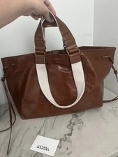 Isabel Marant Wardy Crinkled Leather Tote Brown New