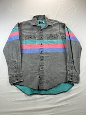 Vintage Wrangler Brushpopper 16-36 Large Men's Black Stripe Western Shirt Pocket