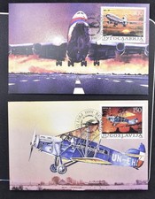 YUGOSLAVIA 1987, x2 nice Potez 29 + DX-10 old/new Plane Maximum Cards,Aviation