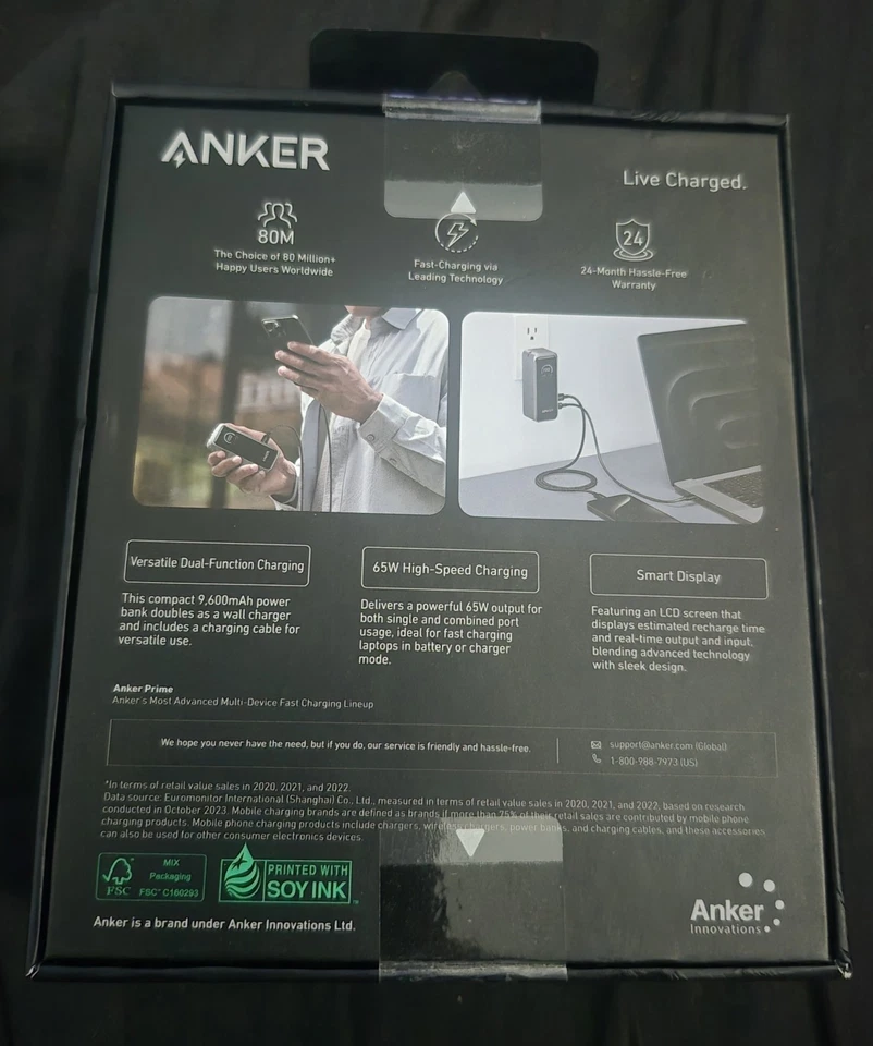 Banco de alimentación portátil Anker Prime 9600 mAh 65 W Fusion USB-C carga rápida Foto 2 de 4
