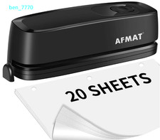 Electric 3 Hole Punch, 20-Sheet, Heavy Duty, AC/Battery, 9/32" Holes