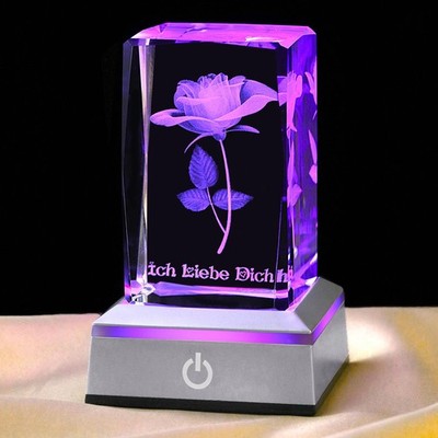 3D Rose Kristall Nachtlicht Mehrfarbig Multicolor USB