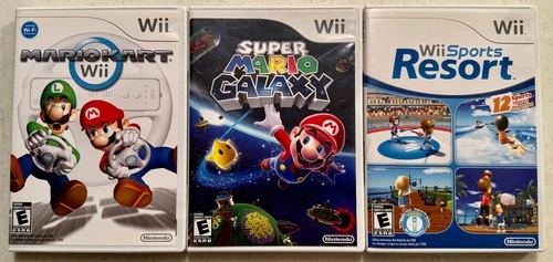 Wii Mariokart, Super Mario Galaxy & Wii Sports Resort Nintendo Wii VGC