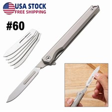 EDC High Stainless Steel Pocket Utility Folding Knife w/ #60 Scalpel Blades