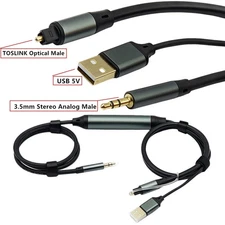 Optical Digital TOSLINK to 3.5mm Female/ USB 5V Charging Audio Adapter DAC Cable