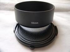 New Metal 55mm Standard Screw-in Lens Hood w/ Cap E55