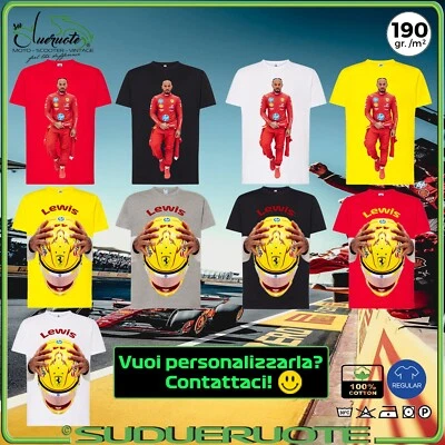 JHK T-Shirt Manches Courtes Lewis Hamilton Ferrari Formula 1 Coton Col Vison - Photo 1/4