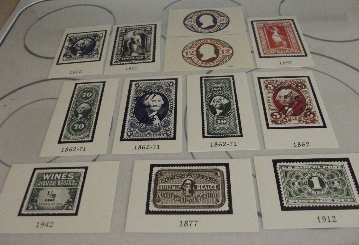 Lot of 12 Vintage Historic Stamp Postcards-Reproduction Cards of