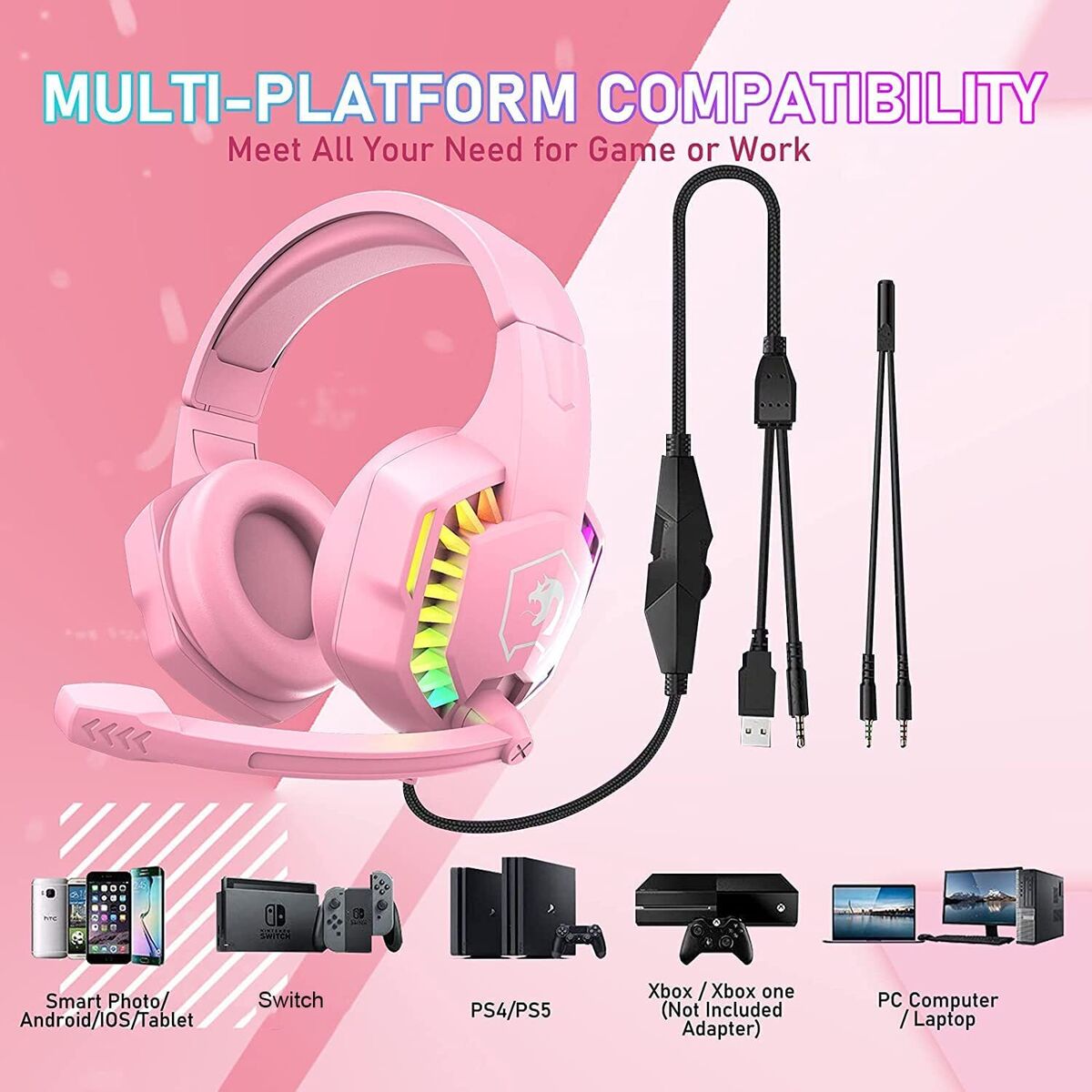 Wired Gaming Headset RGB Multi-Platform with Mic