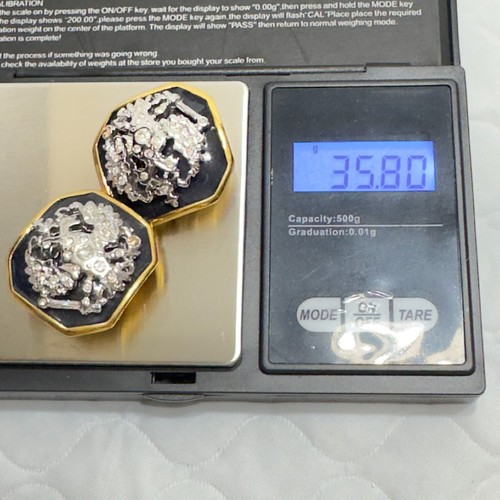 JOAN RIVERS CLIP ON EARRINGS RUSSIAN DOUBLE HEADED EAGLE BLACK SILVER GOLD TONE - Picture 9 of 9