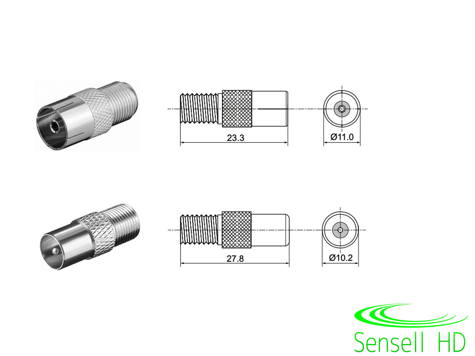 Sat Adapter SET F-Stecker Antennen Kabel Koaxial Stecker Kupplung F-Buchse Koax