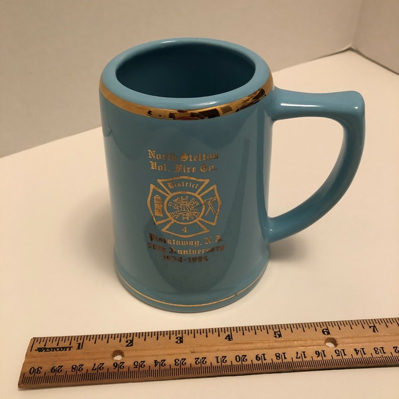 North Stelton Fire Dept.  1934-84 Piscataway,N.J. Ceramic Tankard EUC Vintage