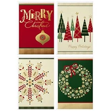 Christmas Boxed Cards Assortment,Elegant Icons 4 Design, 24 Card with Envelopes