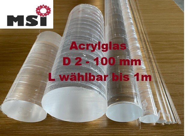 Acrylglas Rundstab wie!! Plexiglas Acryl Stab klar farblos L ab 20 mm D 2-100mm