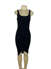 Black Abbelline Sleeveless Ruched Midi Dress For Women Szize S-New