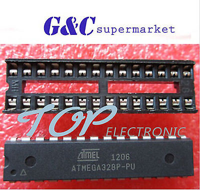 DIP Socket Nouveau IC Ox 3Pcs ATMEGA 328P-PU ATMEGA 328P DIP28 Microcontrôleur Atmel