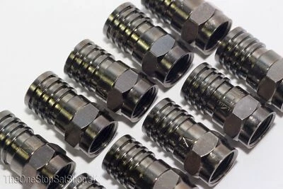 10 x Vision V17-100 Pro Gunmetal Thick Wall Crimp F Plug Connector, RG6, WF100