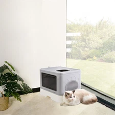 Cat Litter Box Toilet Front & Top Entry With Massager Litter Scoop