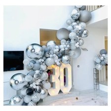 123 teilg Luftballons Hochzeit Geburtstag Girlande Deko Helium Silber Party No2