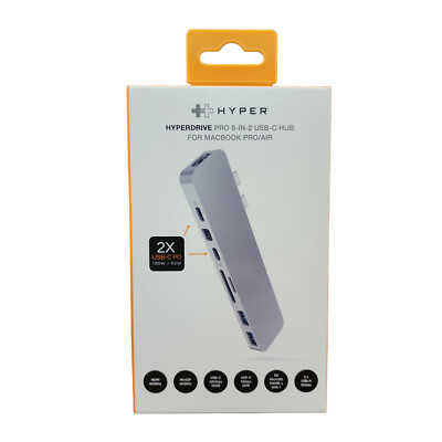 HyperDrive PRO 8-in-2 USB-C Hub Adapter for MacBook Pro Air HDMI 100W PD USB A