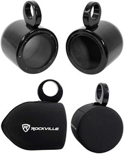 Pair MAC65B 6.5" Black Aluminum Wakeboard Tower Speaker Pods  Covers