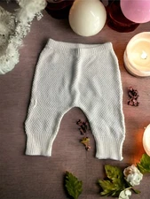 Modern Moments 3-6mo By Gerber White Knitted Pants  12-16lbs 24-26in
