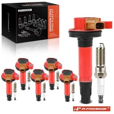 A-Premium 6x Red Ignition Coil + 6x Iridium & Platinum Spark Plug for Ford F-150