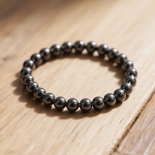 8mm Round Hematite Beaded Stretch Healing Bracelet for Meditation Chakra Reiki