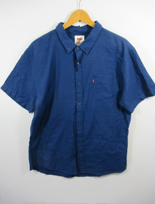 Levi's Seoul Button Up Woven Shirt Men XL Blue Short Sleeve 3lysw9592
