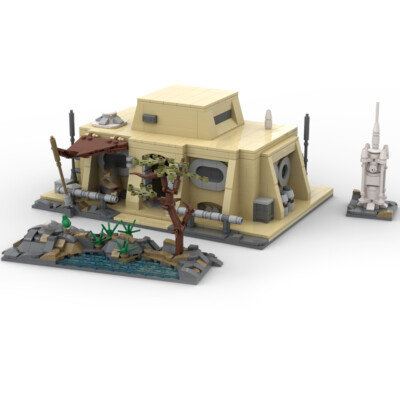 A Cabin with Interior, Moisture Vaporator and Pond Buiding Toys 1325 teile MOC