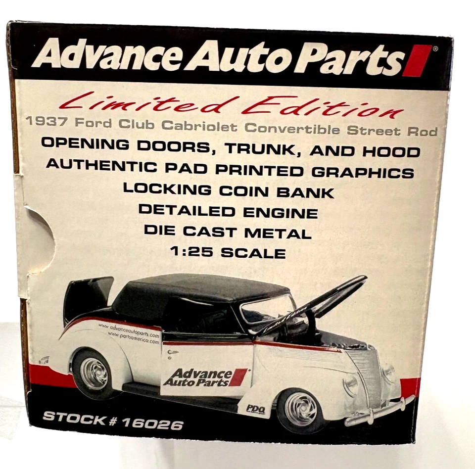 1937 Ford Street Rod Advance Auto Parts Club Cabriolet Convertible 1:25 Diecast - Image 2 of 4