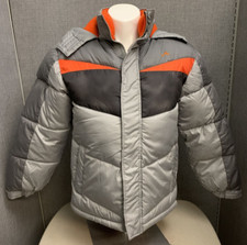 Vertical 9 Jacket Boy  s Medium Gray Orange Fleece Lined Puffer Hooded Full Zip