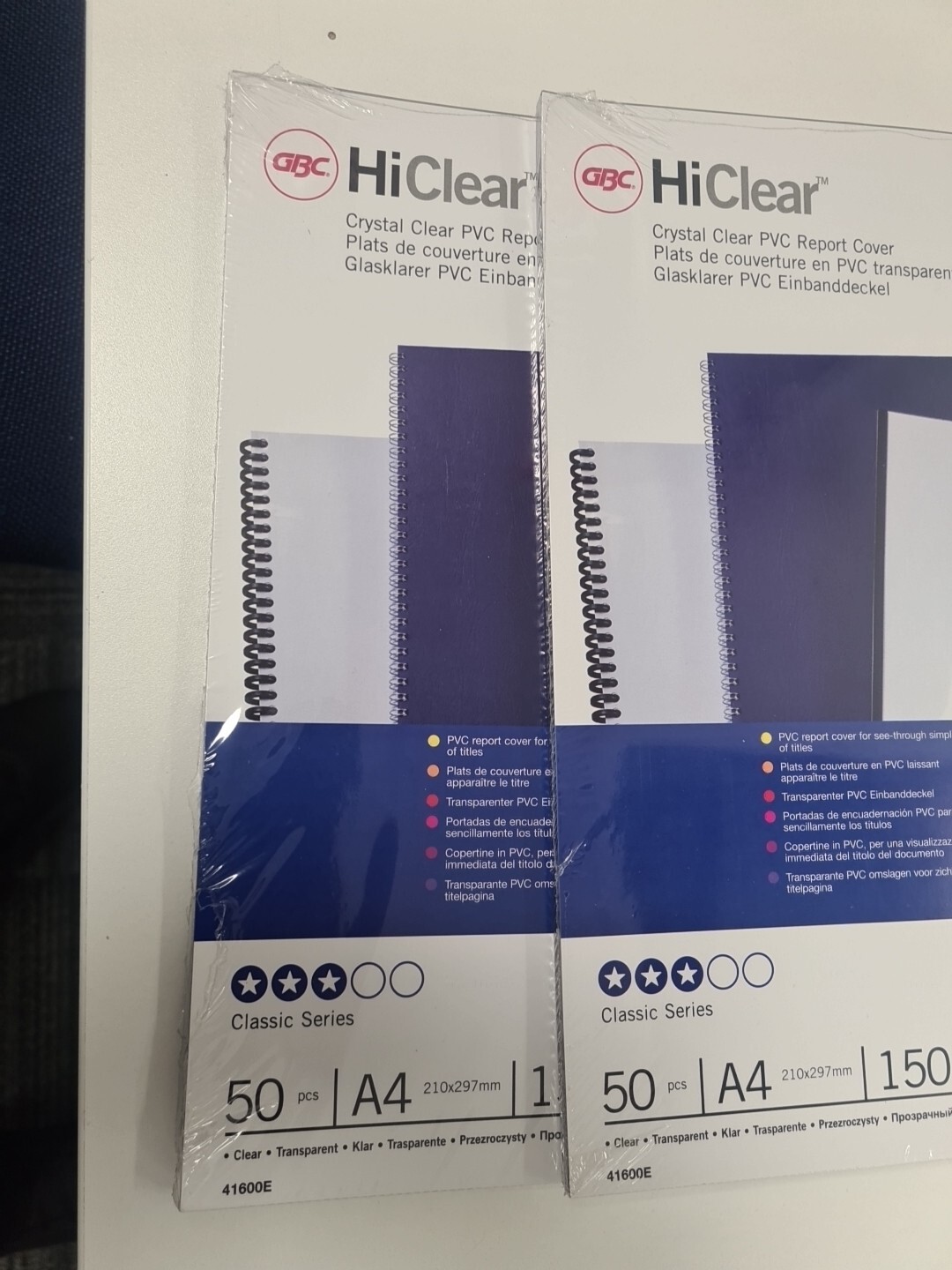 2 X GBC HiClear Binding Report Covers PVC 150 Micr A4 Crystal Clear