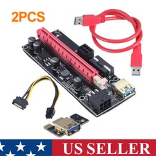 2PACK PCI-E 1x to 16x Powered USB3.0 GPU Riser Extender Adapter Card Board Cable