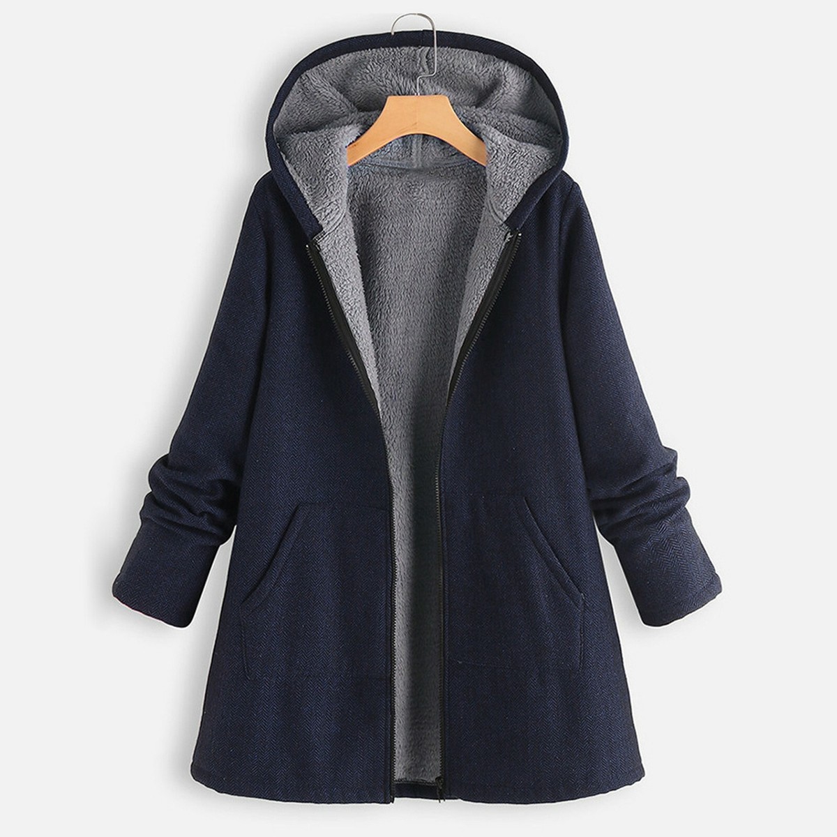 Womenu0026#039;s Casual Solid Warm Hoodie Coat Long Sleeve Full Zip Jacket With  Pockets | eBay