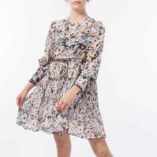 GANNI Floral Pleated Georgette Dress "Egrite” NWT SIZE SMALL