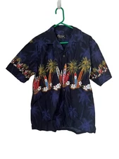 Favant Shirt Adult XL Black Multi Surfboard Button Up Hawaiian Camp Mens