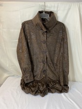 Lindi Brown Faux Textured Suede Reversible Satin Jacket Womens Unique Artsy-m