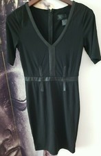 Kardashian Kollection Sheath Dress Faux Leather Trim Black Bodycon NWT Size XS