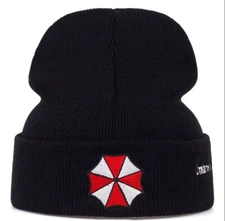 RESIDENT EVIL  Umbrella Corp. Embroidered Black Knit Winter Hat Beanie Adult